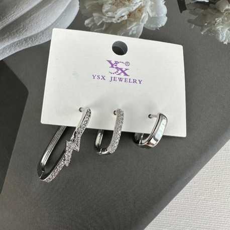Ysx vip silver renkte 3 lü küpe seti