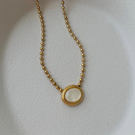Çelik Gold Dorika Zincir Elips Model Kolye
