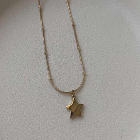Çelik Gold Yıldız Desen Kolye