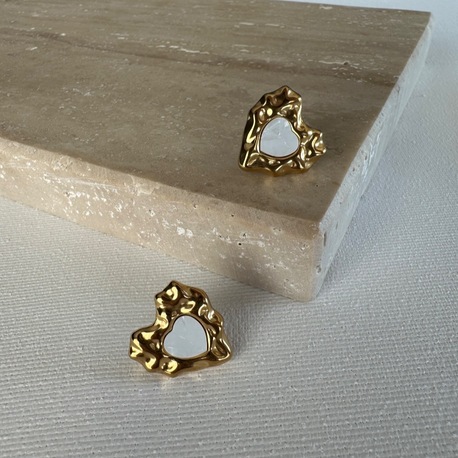 Çelik Gold Kalp Desen Küpe