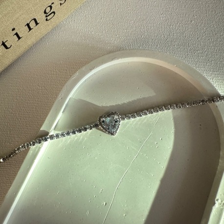 Vip Silver Su Yolu Büyük Kalp Desen Bileklik