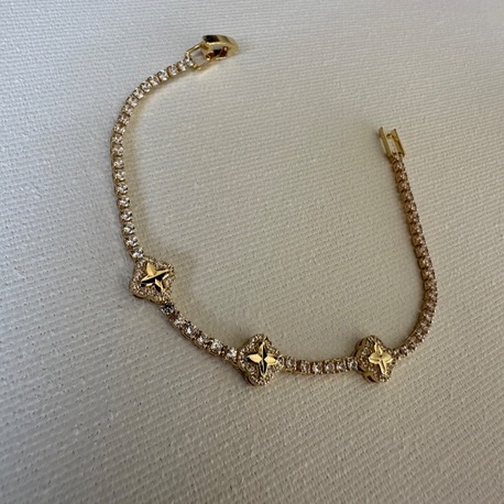 Çelik Su Yolu Yonca Desen Gold Bileklik