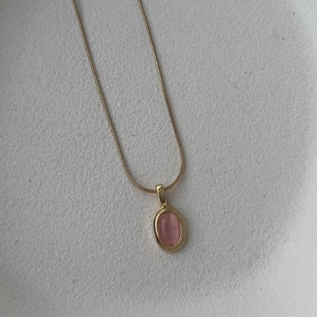 Çelik Gold Pembe Taşlı Kolye