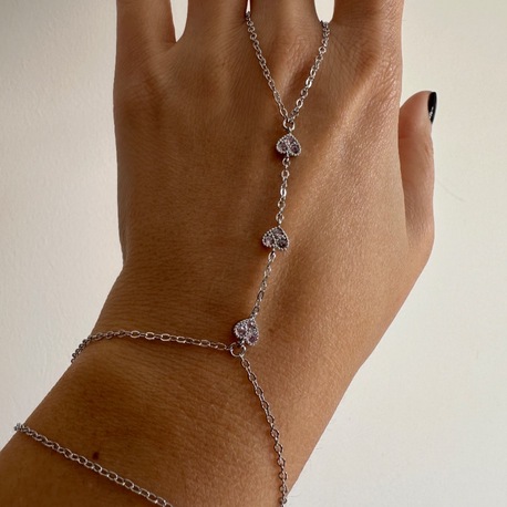 Vip Silver Pembe Taşlı Kalp Desen Şahmeran
