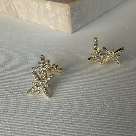 Vip Gold Yıldız Desen Kıkırdak Earcuff ( Tekli )