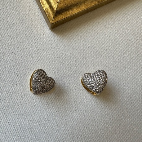 Çelik Gold 2 Taraflı Kalp Desen Mini Küpe
