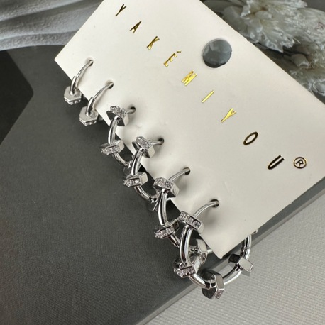 Vip silver renkte 6 lı küpe seti