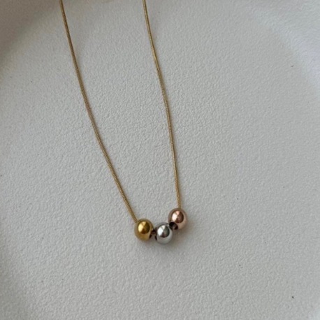 Çelik Gold 3 Farklı Renk Topçuk Model Kolye