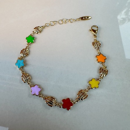 Xuping renkli çiçek desenli gold renginde bileklik