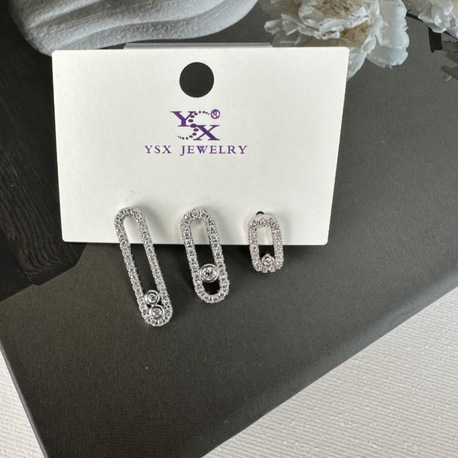 Ysx vip silver renkte 3 lü küpe seti