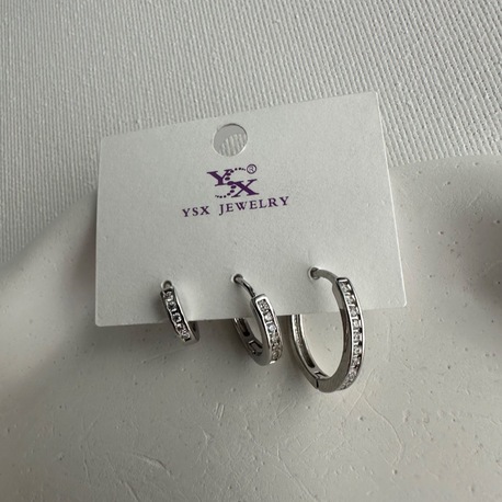 Ysx vip silver renkte 3 lü küpe seti