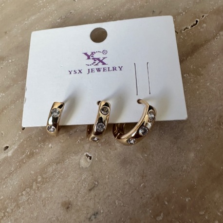 Vip rose gold 3 lü set küpe