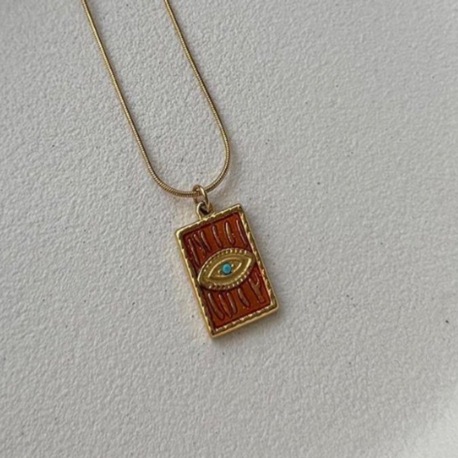 Çelik Gold Turuncu Mineli Kolye