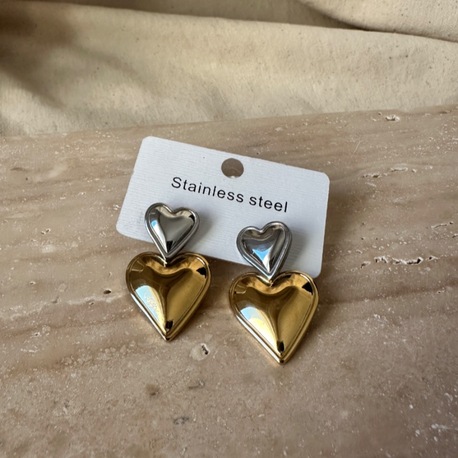 Çelik gold silver küpe