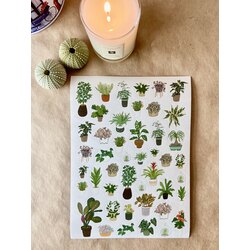 Renkli stickerlar Yeşil yapraklı,saksı bitkileri