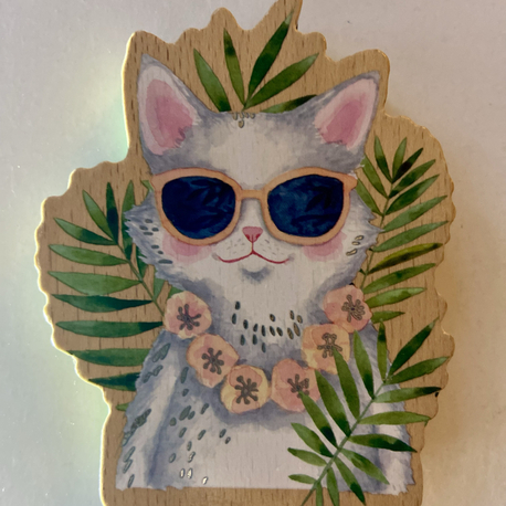 Kedi figürlü ahşap damga 