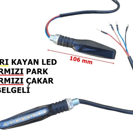 SİNYAL LED KAYAN İNCE-UZUN 2 Lİ SET (3 FONKSİYONLU)
