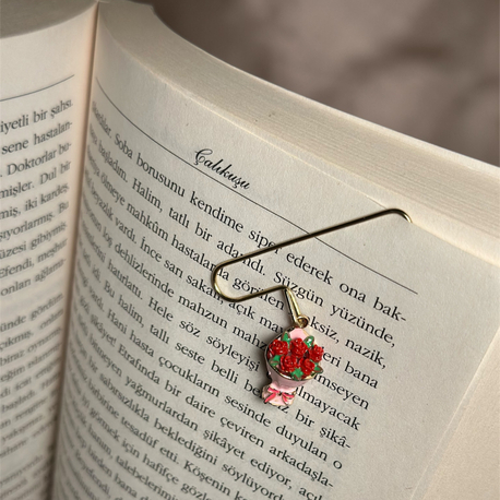 Kırmızı Gül Buketi Kitap Ayracı (Plastik Değildir Minelidir)