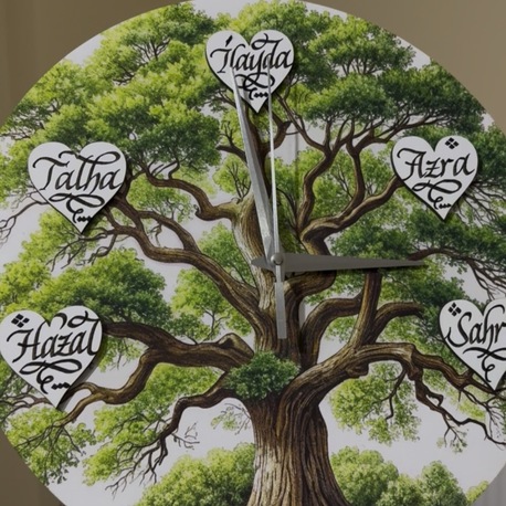 AILE AGACI SAAT (İsim Yazılabilen)