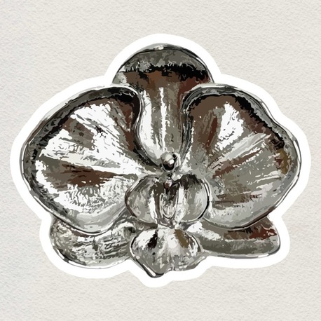 silver flower sticker