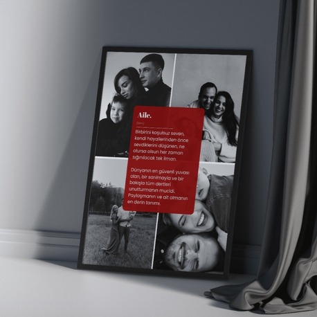 Minimalist Aile Tanımı Posteri | 4 Fotoğraflı Siyah Beyaz Kolaj Tablo