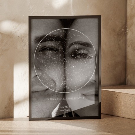 Kişiye Özel Fotoğraflı Yıldız Haritası | Sevgiliye Hediye | O Gece Gökyüzü