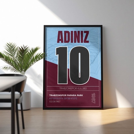 Trabzonspor İsimli Forma Tasarımı Posteri | Kişiselleştirilmiş Taraftar Hediyesi