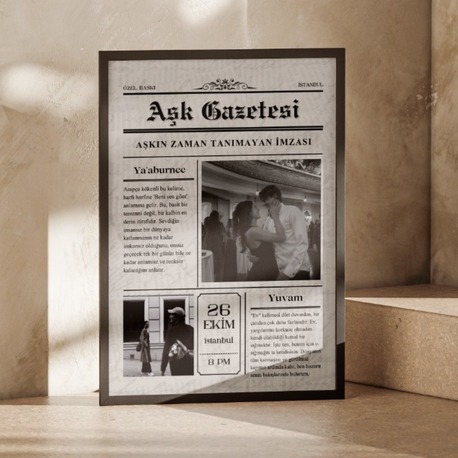 Kişiye Özel Aşk Gazetesi Tasarımı | Yaratıcı Yıldönümü Hediyesi