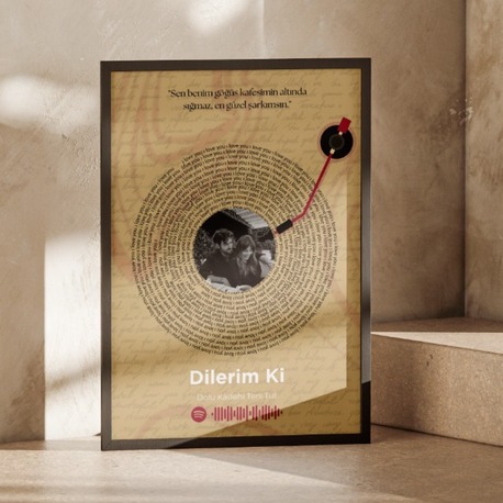 Kişiye Özel Spotify Kodlu Plak Tasarımı Tablosu | Aşkın Melodisi