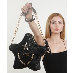 SİYAH PİTON SUNİ DERİ YILDIZ ÇANTA  ALL STAR SET
