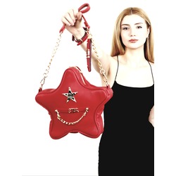 KIRMIZI FLOTTER SUNİ DERİ YILDIZ ÇANTA  ALL STAR SET