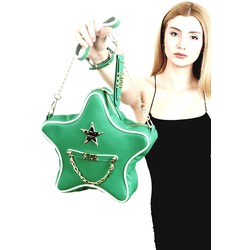 YEŞİL FLOTTER SUNİ DERİ YILDIZ ÇANTA  ALL STAR SET
