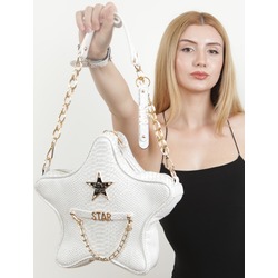 BEYAZ PİTON SUNİ DERİ YILDIZ ÇANTA  ALL STAR SET