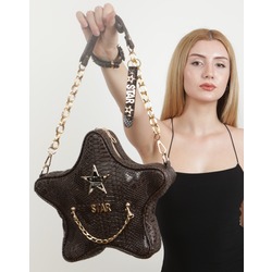 KAHVERENGİ PİTON SUNİ DERİ YILDIZ ÇANTA  ALL STAR SET