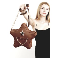 KAHVERENGİ FLOTTER SUNİ DERİ YILDIZ ÇANTA  ALL STAR SET