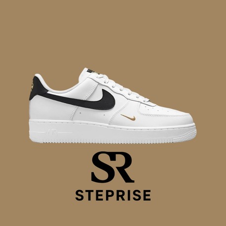 Nike Air Force 1 Essentials White Black Gold Mini Swoosh