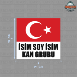Bayrak - İsim Soy İsim - Kan Grubu Sticker