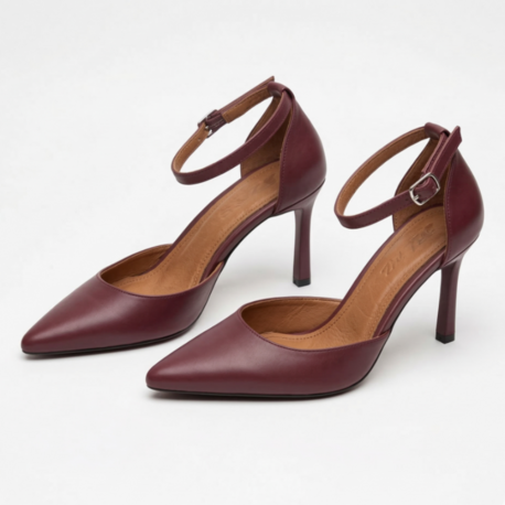 BORDO CİLT BİLEKTEN BAĞLI STILETTO