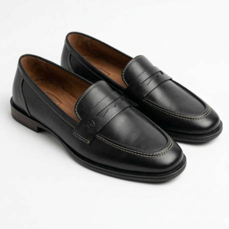 SİYAH Hakiki Deri Loafer Babet
