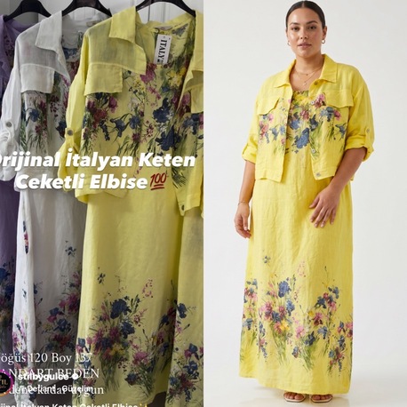Orijinal İtalyan Keten Ceketli Elbise