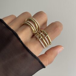 dörtlü gold yüzük | altın kaplama
