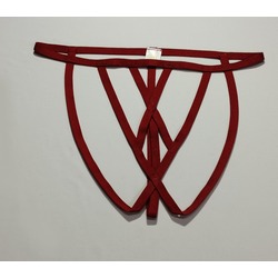 ASM1248 Kadın Kırmızı Kafes Önü Çaprazlı Tanga String