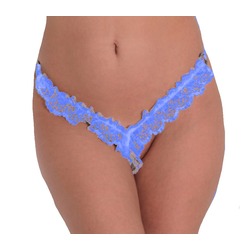 ASM1241 Kadın Mavi Dantel Fantezi Fırfır Özel String