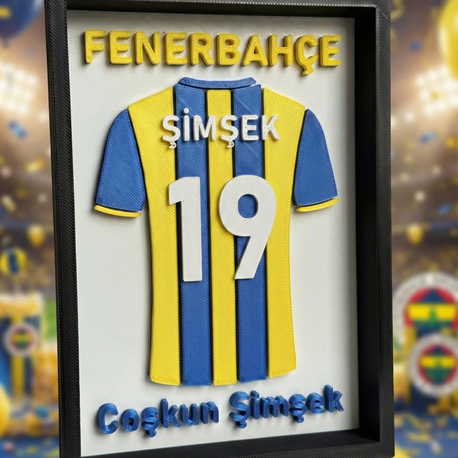 Kişiye Özel 3D Fenerbahçe Taraftar Forması | Masaüstü & Raf Dekoru (17-18cm)
