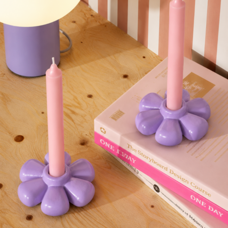 Daisi 2'li Beton Mumluk Set Lila