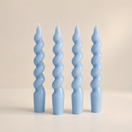  4lü Twister Burgu Mum Set - Açık Mavi