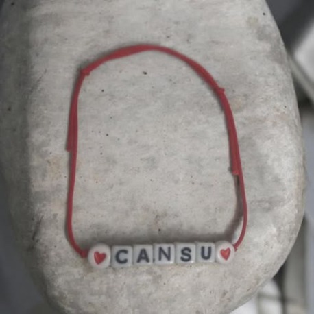 "Cansu" İsimli Çift Kalp Sembollü Ayarlanabilir Bileklik