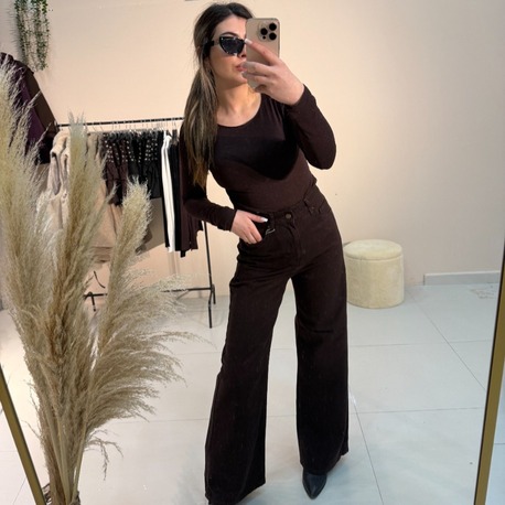 Wide Leg Jean Acı Kahve
