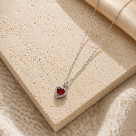 RUBY HEART ZİRKON KOLYE