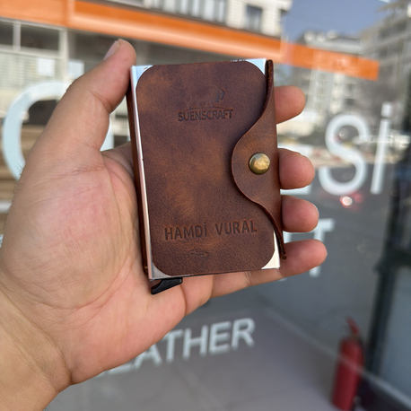 Mekanizmalı hakiki deri cüzdan
